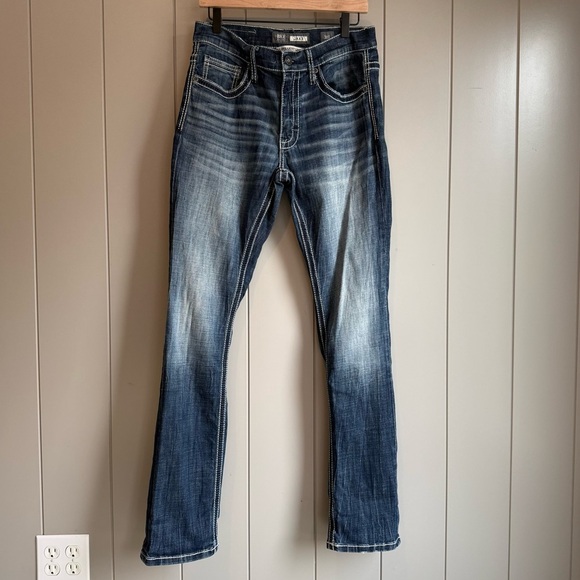 BKE Jake Straight Jeans Mens Blue Denim Jean Stretch 31x34 - Picture 2 of 10